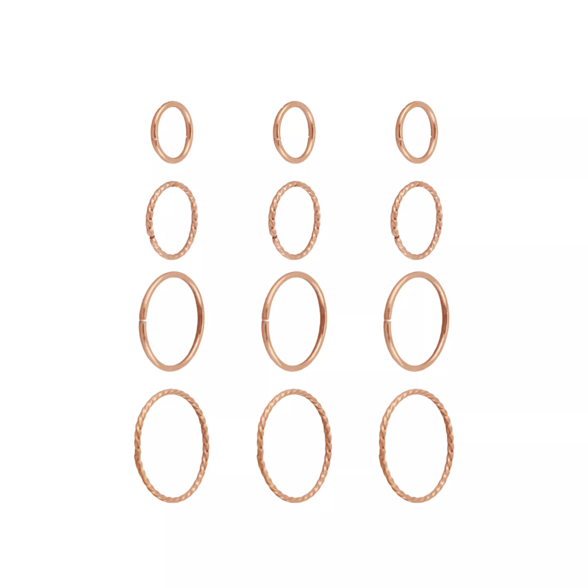 Multi-Pack Rose Goldtone Twisted Nose Hoops 12 Pack - 20 Gauge at Spencer's