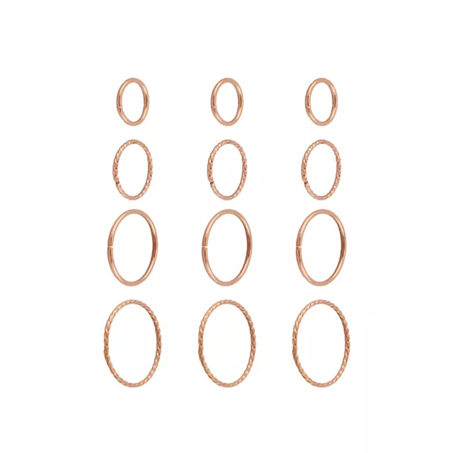 Multi-Pack Rose Goldtone Twisted Nose Hoops 12 Pack - 20 Gauge at Spencer's