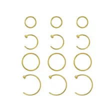 Multi-Pack Goldtone Hoop and Half Hoop Nose Rings 12 Pack - 20 Gauge at Spencer's