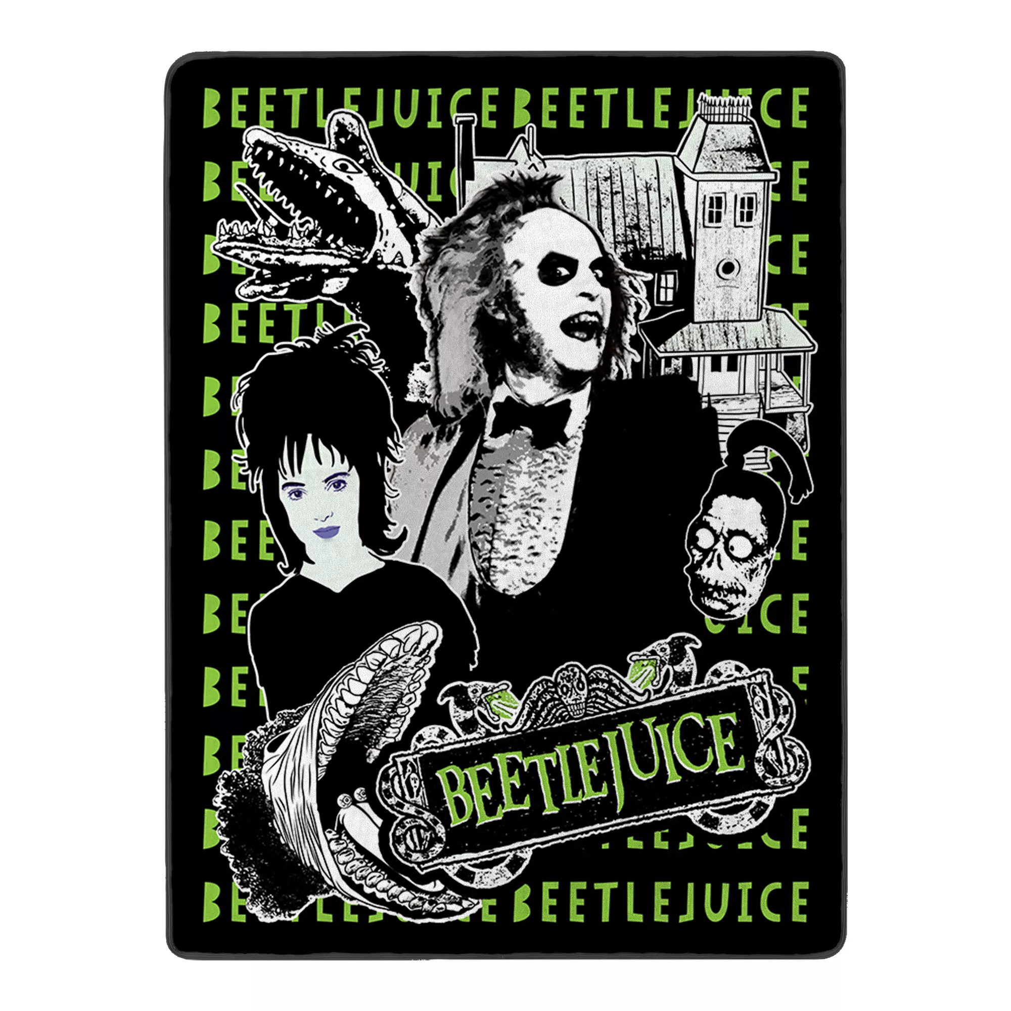 Beetlejuice and Lydia Fleece Blanket at Spencer's