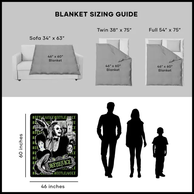 Beetlejuice and Lydia Fleece Blanket at Spencer's