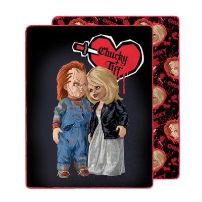 Chucky and Tiffany Love & Death Reversible Fleece Blanket - Bride of C