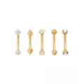 Multi-Pack CZ Titanium Goldplated Spike Curved Barbells 5 Pack - 16 Gauge at Spencer's