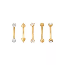 Multi-Pack CZ Titanium Goldplated Spike Curved Barbells 5 Pack - 16 Gauge at Spencer's