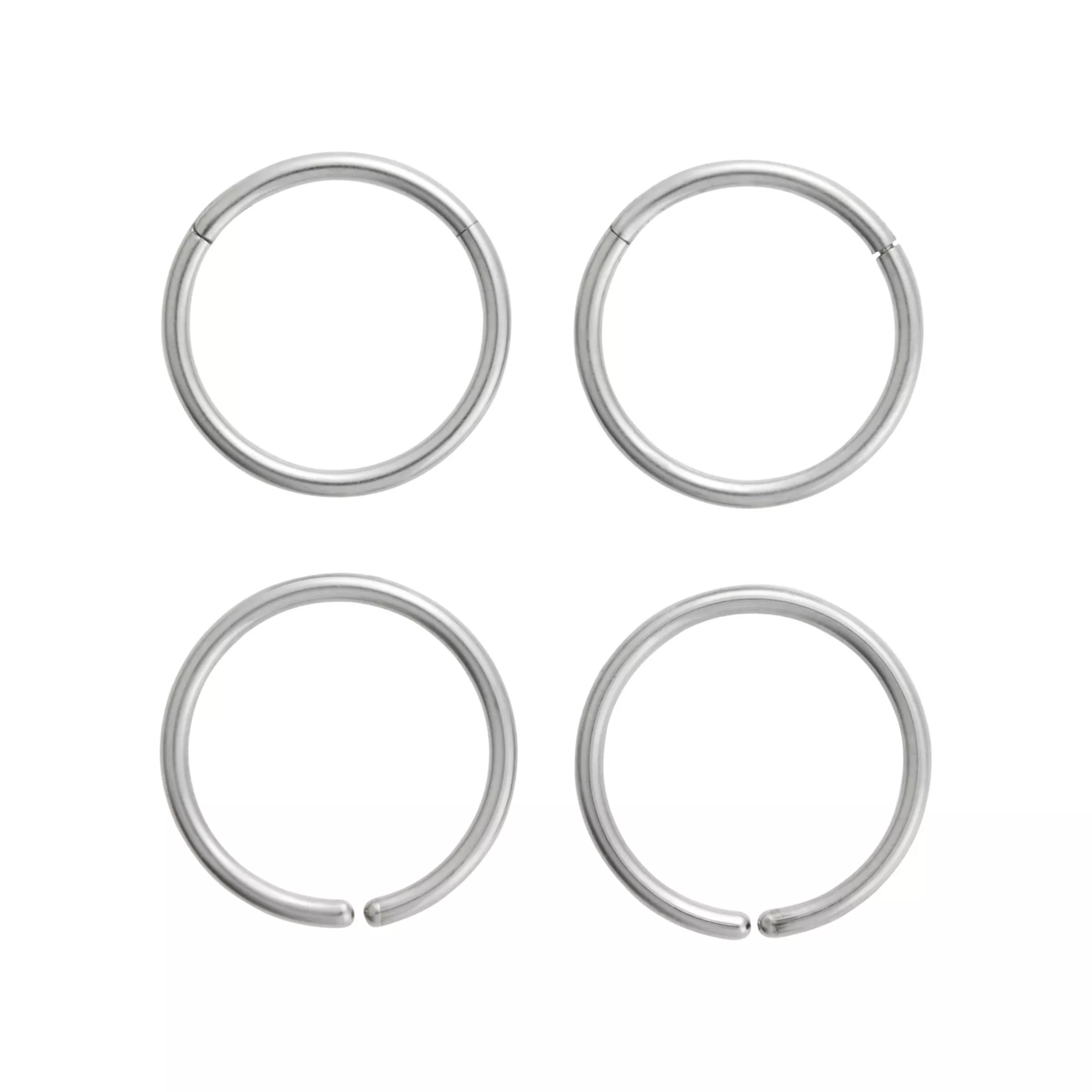Multi-Pack Silvertone Titanium Hinged and Seamless Hoop Rings 4 Pack - 20 Gauge at Spencer's