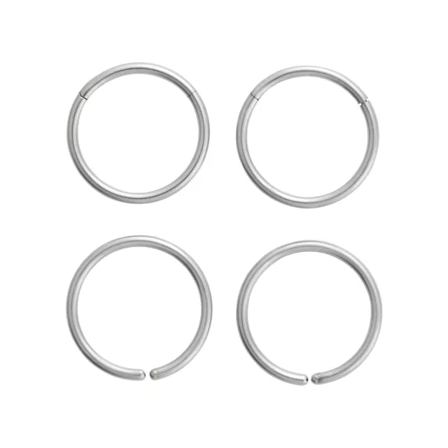 Multi-Pack Silvertone Titanium Hinged and Seamless Hoop Rings 4 Pack - 20 Gauge at Spencer's