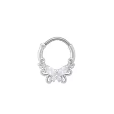 CZ Titanium Butterfly Hinged Septum Ring - 16 Gauge at Spencer's