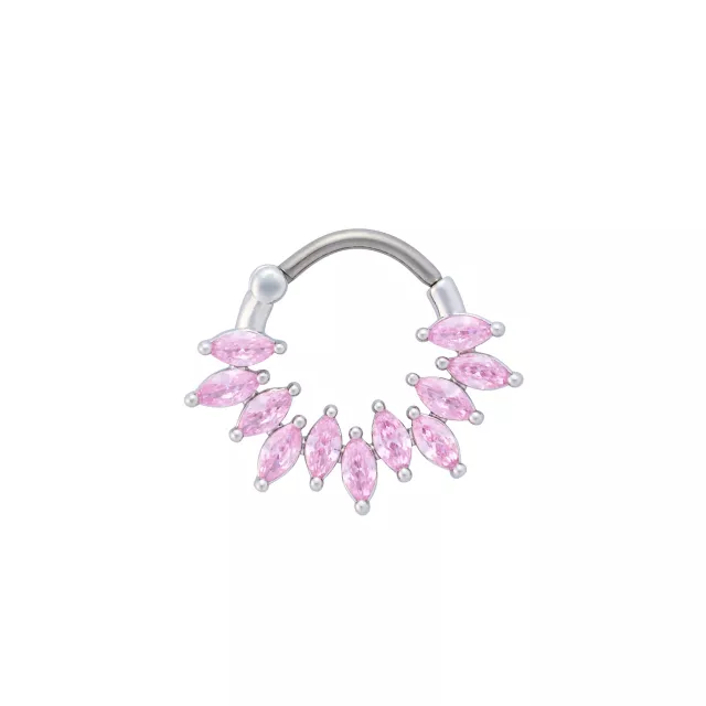 CZ Pink Titanium Multi-Gem Septum Ring - 16 Gauge at Spencer's