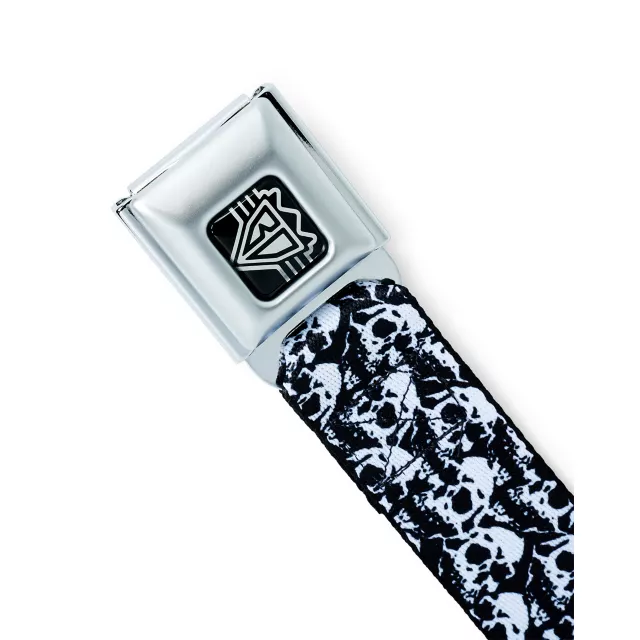 Buckle-Down Black and White Skulls Seatbelt Belt at Spencer's
