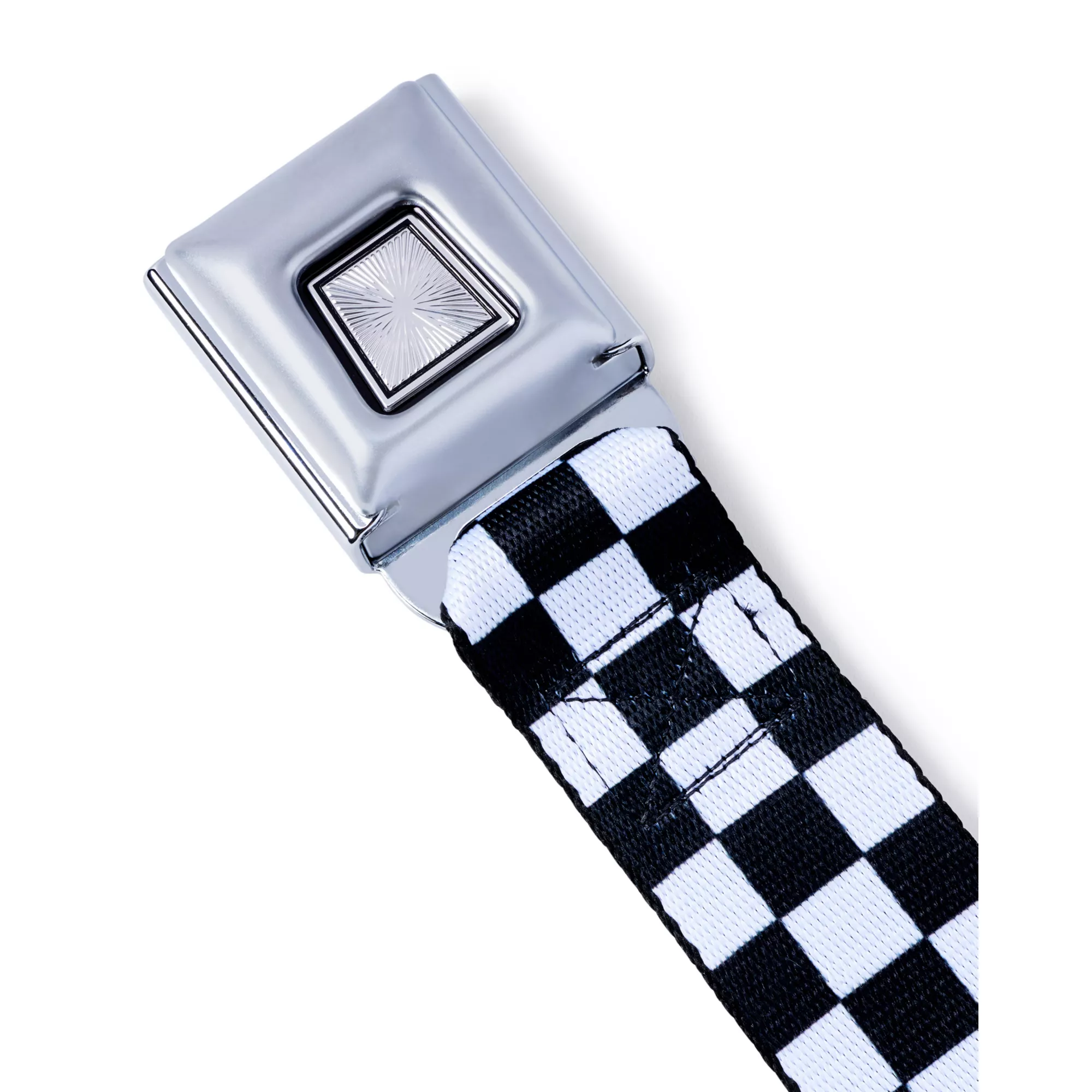 Black and White Checkered Seatbelt Belt at Spencer's
