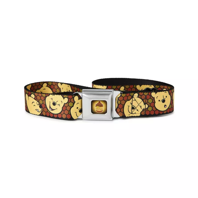 Buckle-Down Pooh Faces Honeycomb Seatbelt Belt - Winnie the Pooh at Spencer's