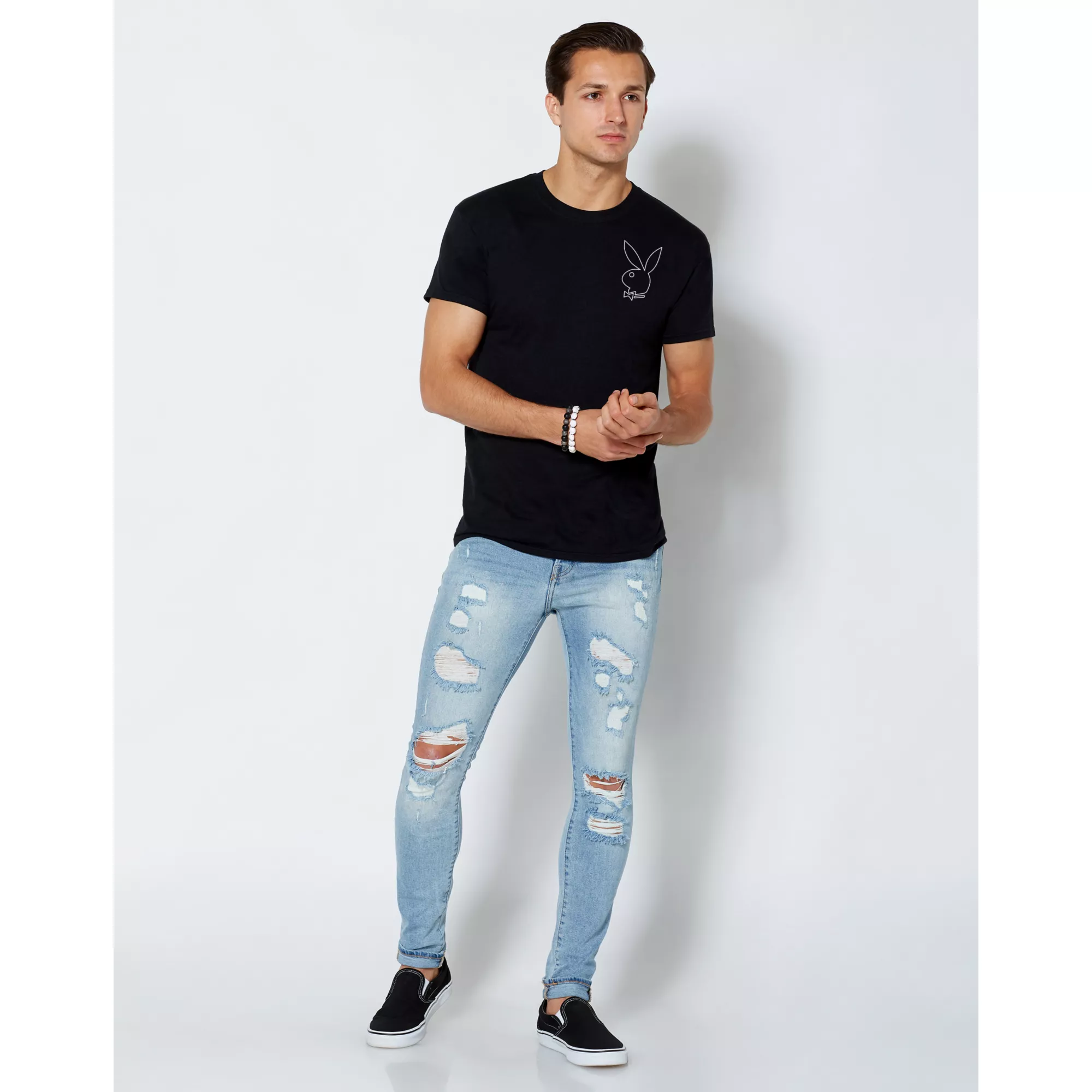 Playboy Bunny Stacked Logo T Shirt at Spencer's