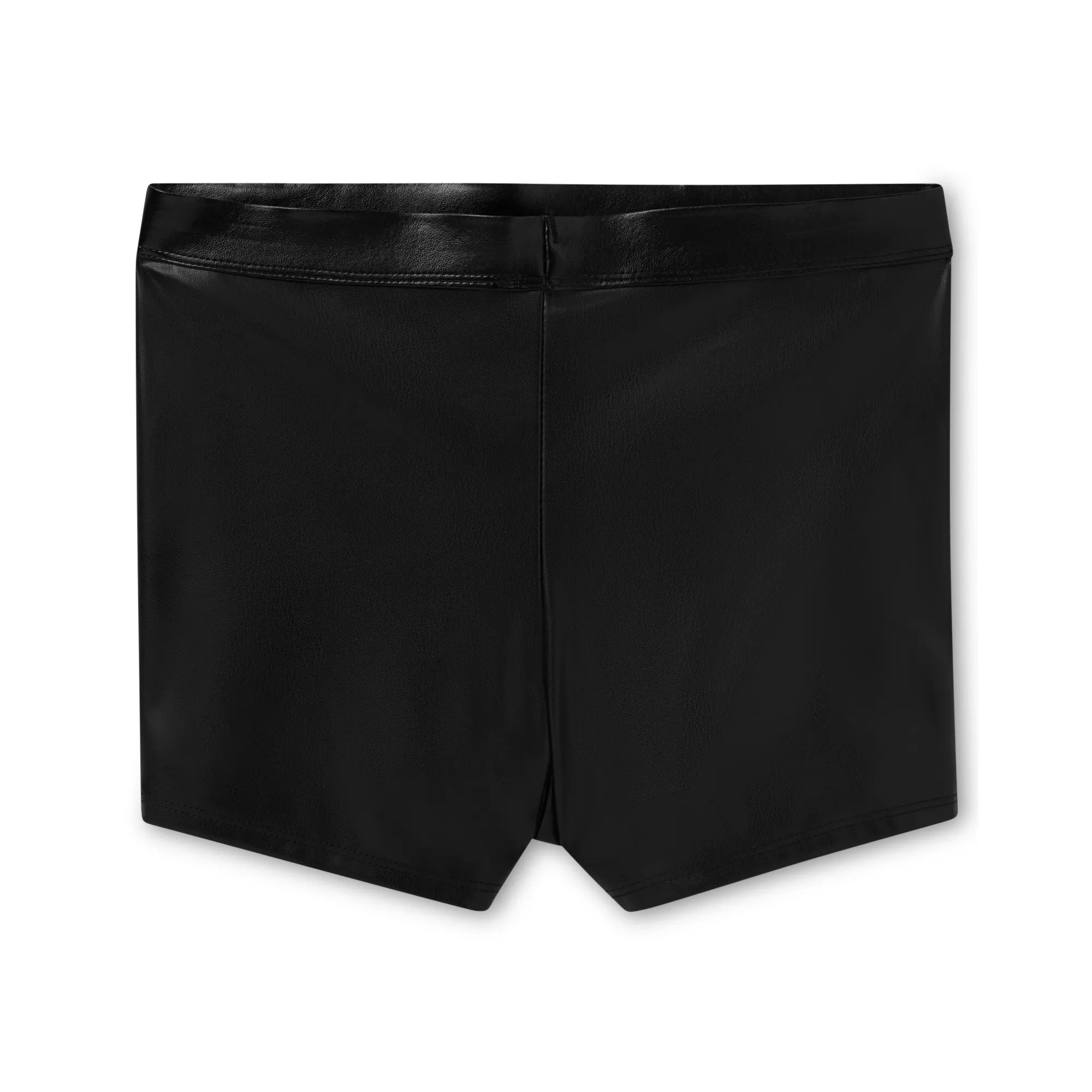 Black Faux Leather Lace-Up Booty Shorts at Spencer's