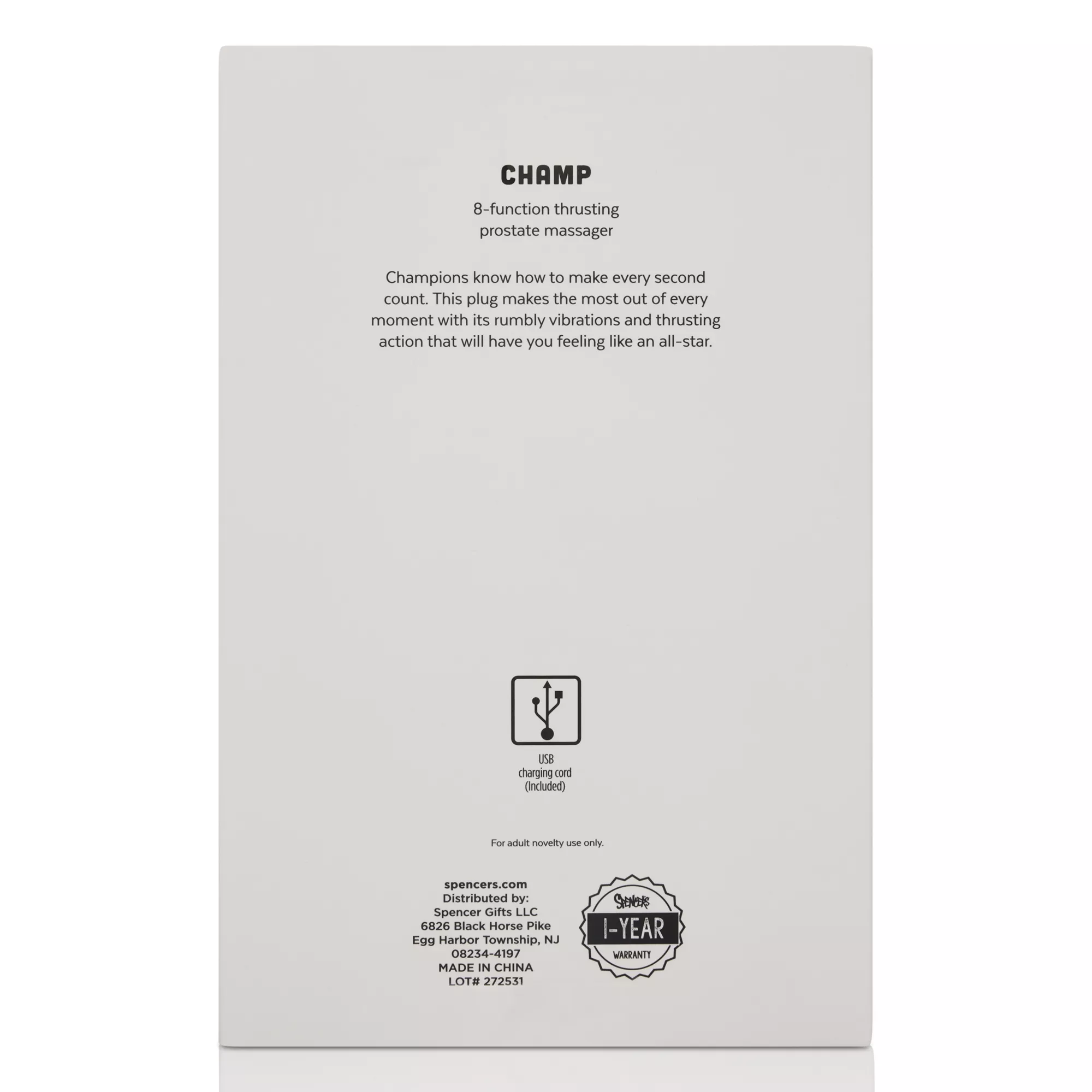 Champ Rechargeable Remote Control Thrusting Prostate Massager at Spencer's