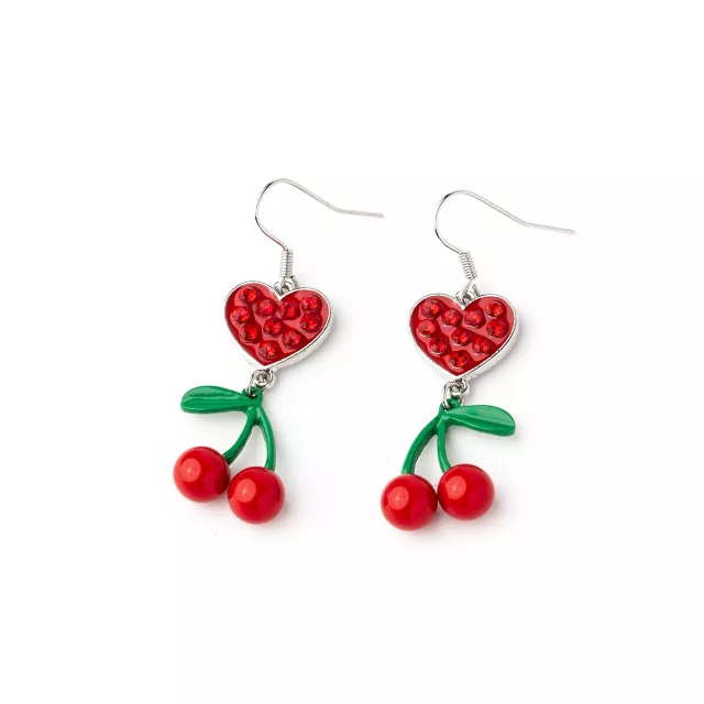 CZ Cherry Heart Dangle Earrings at Spencer's