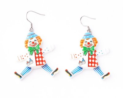 Wacky Clown Dangle Earrings