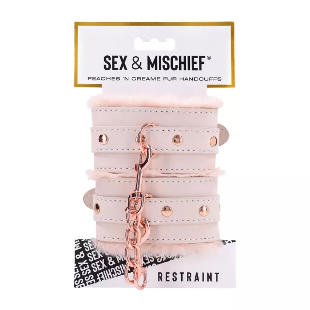 Peach Faux Fur Handcuffs at Spencer's