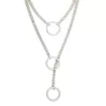 Triple Layer Silvertone O Ring Necklace at Spencer's