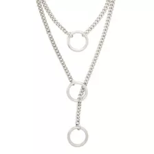 Triple Layer Silvertone O Ring Necklace at Spencer's