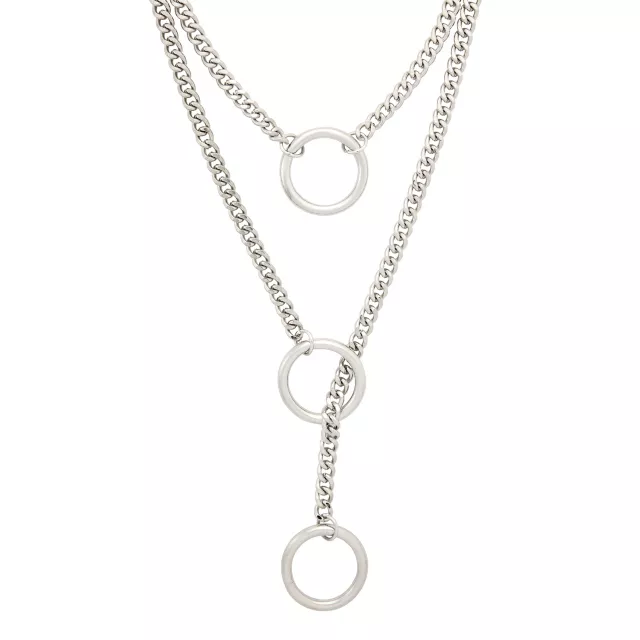 Triple Layer Silvertone O Ring Necklace at Spencer's