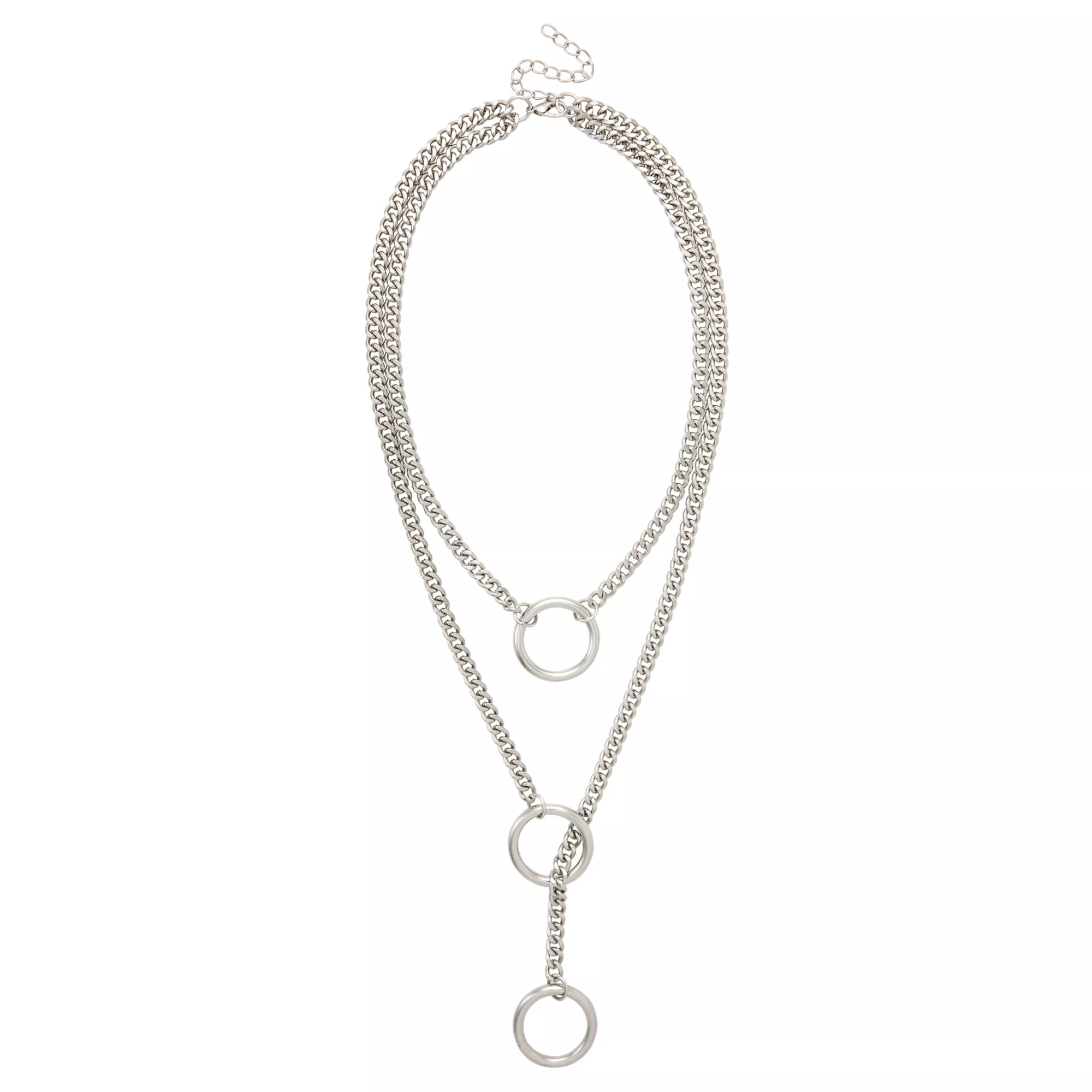 Triple Layer Silvertone O Ring Necklace at Spencer's
