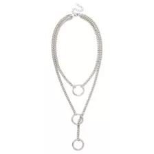 Triple Layer Silvertone O Ring Necklace at Spencer's