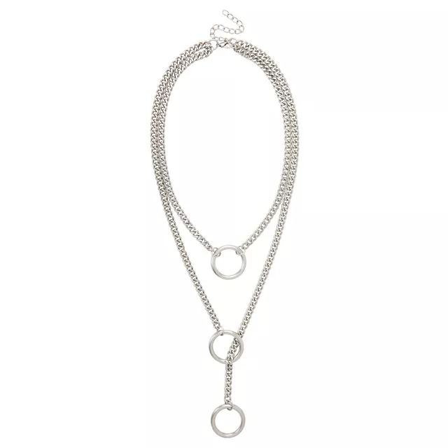 Triple Layer Silvertone O Ring Necklace at Spencer's