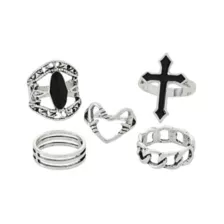 Multi-Pack Cross and Twist Heart Rings - 5 Pack at Spencer's