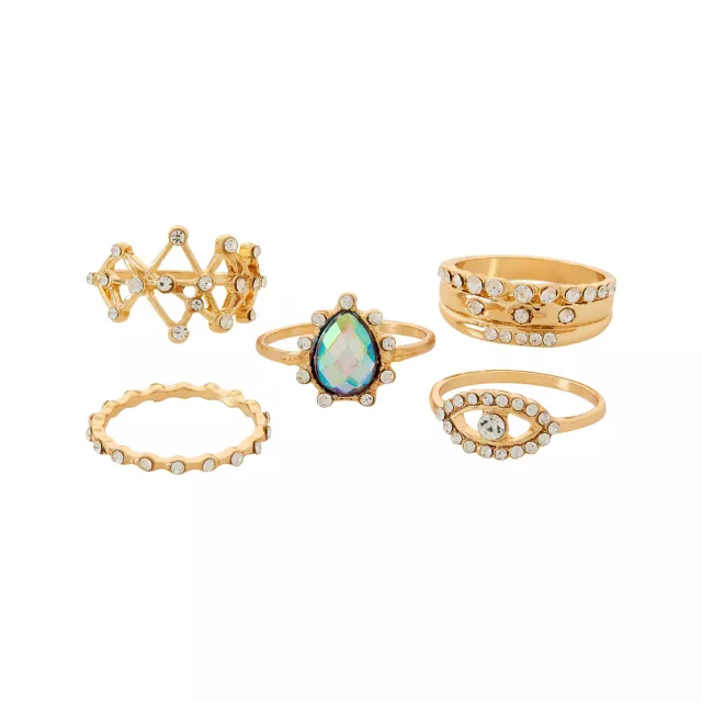 Multi-Pack Goldtone Eye Gem Rings - 5 Pack at Spencer's