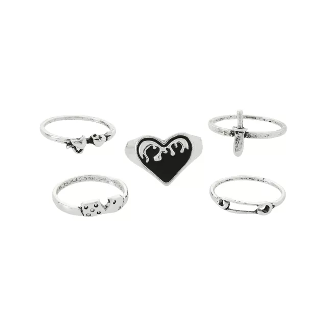 Multi-Pack Heart Safety Pin Dice Rings - 5 Pack at Spencer's