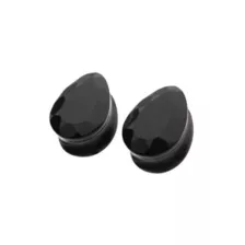 Black Teardrop Glass Plugs at Spencer's