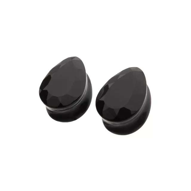 Black Teardrop Glass Plugs at Spencer's