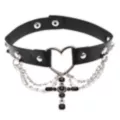 Black Heart Draped Cross Choker Necklace at Spencer's