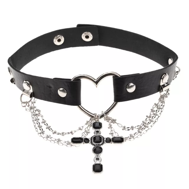 Black Heart Draped Cross Choker Necklace at Spencer's