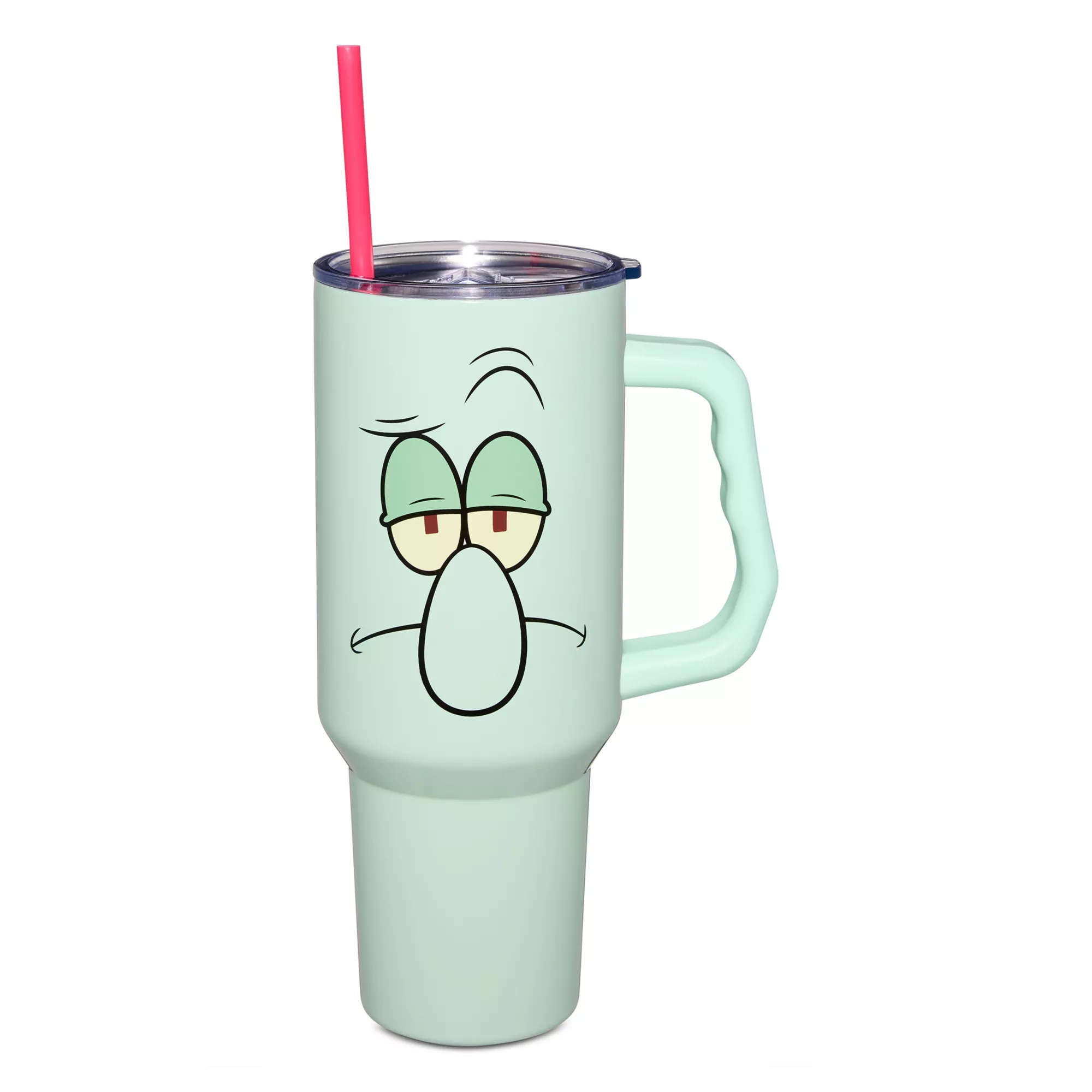 SpongeBob SquarePants Squidward Face Travel Tumbler with Straw - 40 oz. at Spencer's