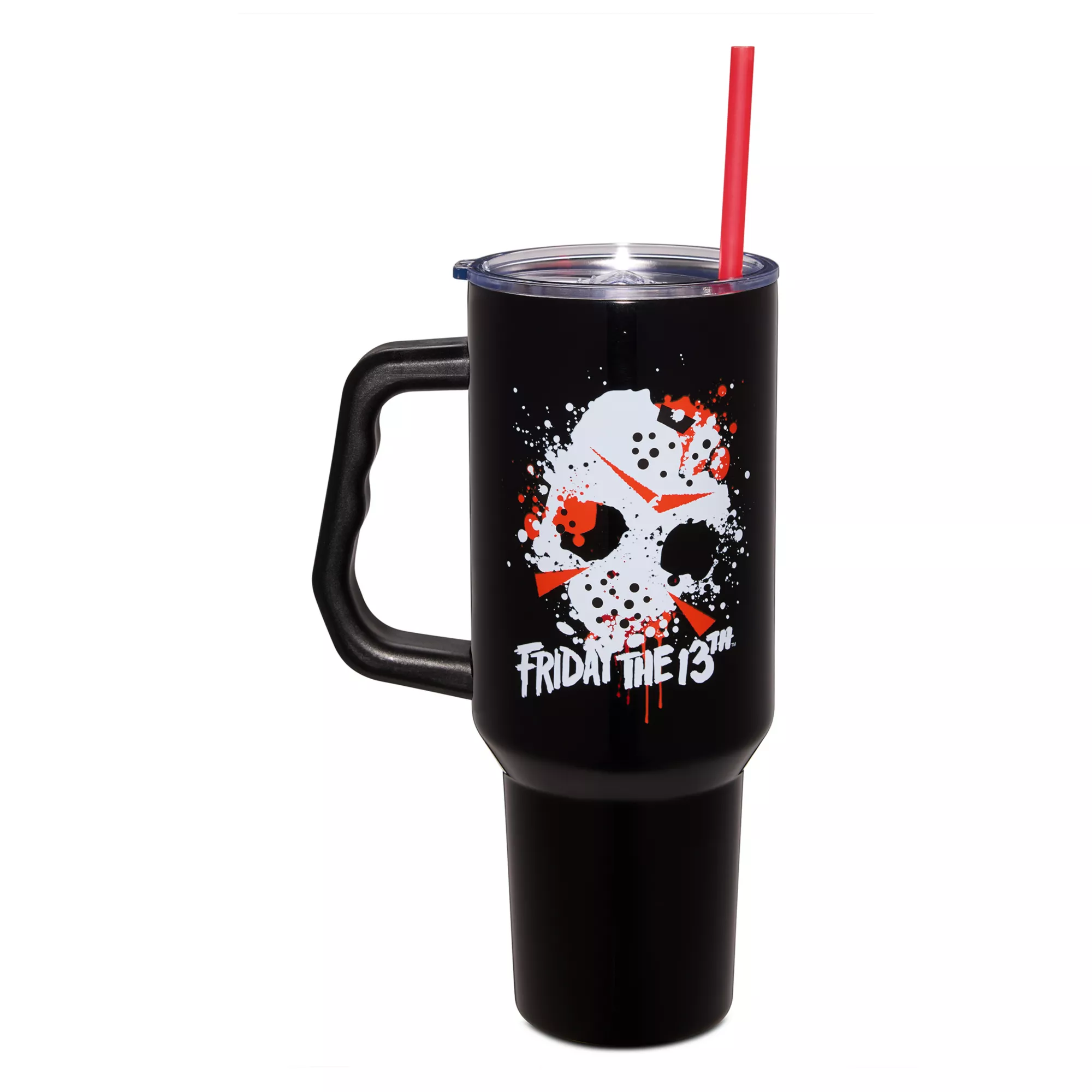 Friday the 13th Jason Splatter Mask Travel Tumbler with Straw - 40 oz. at Spencer's