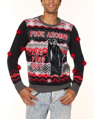 Light-Up Fuck Around and Find Out Ghost Face Christmas Sweater