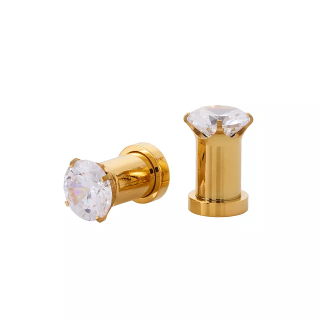 CZ Goldtone Screw Fit Plugs at Spencer's