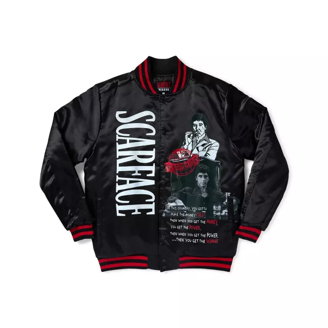 Red and Black Scarface Bomber Jacket at Spencer's