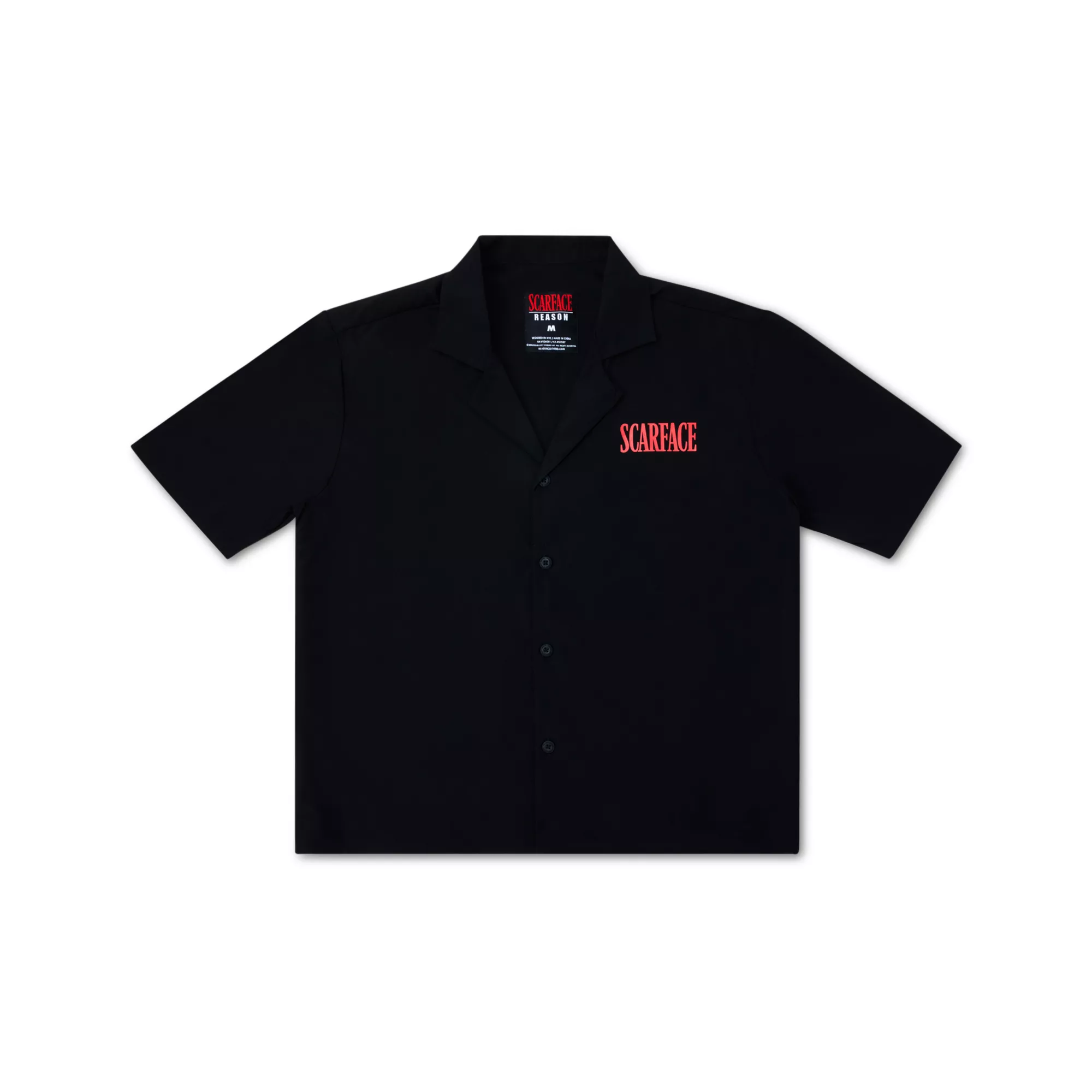 Black Woven Button Down Shirt - Scarface