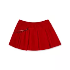 Red Velvet Chain Pleated Mini Skirt at Spencer's