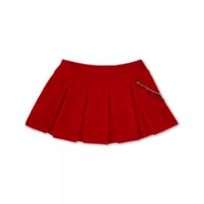 Red Velvet Chain Pleated Mini Skirt at Spencer's