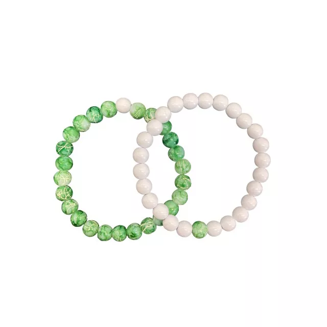 Green and White Long Distance Bracelets - 2 Pack