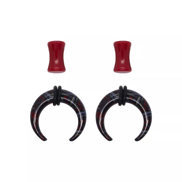 Red and Black Goth Pincher Plugs - 2 Pair at Spencer's