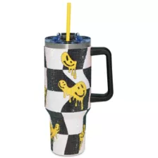 Melting Smiley Rhinestone Travel Tumbler with Straw - 40 oz. at Spencer's