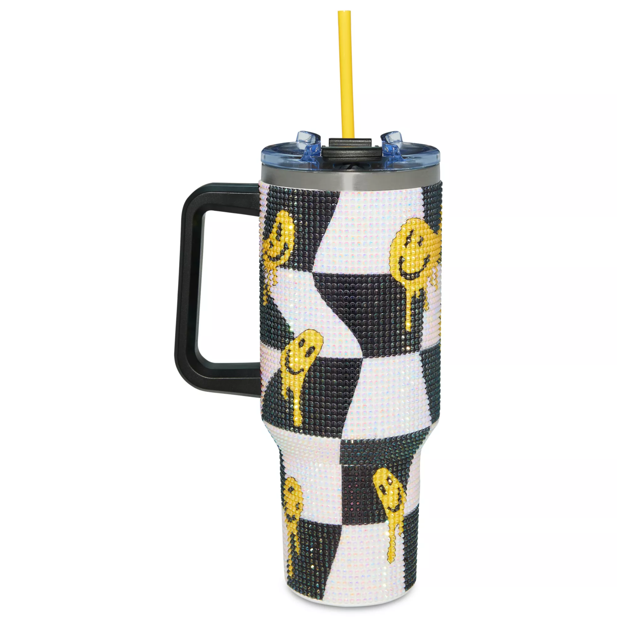Melting Smiley Rhinestone Travel Tumbler with Straw - 40 oz. at Spencer's