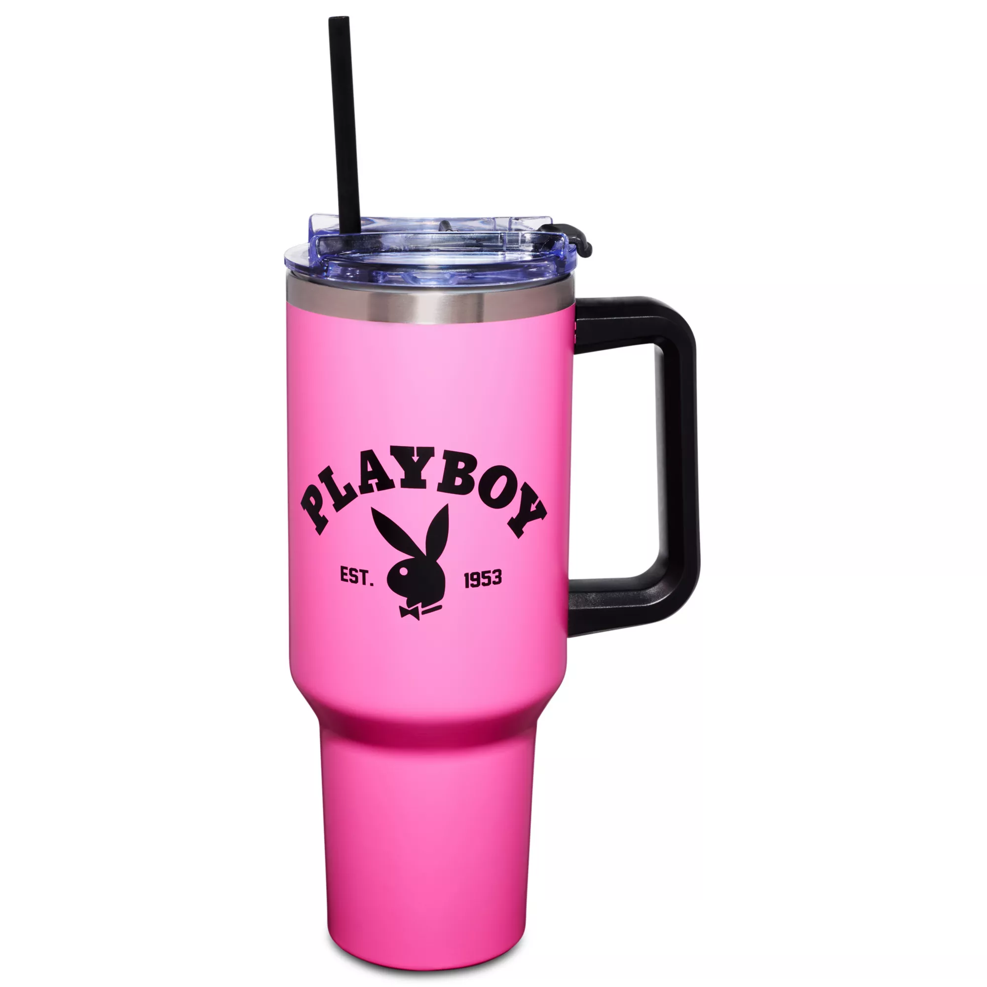 Pink Playboy Varsity Travel Tumbler with Straw - 40 oz. at Spencer's