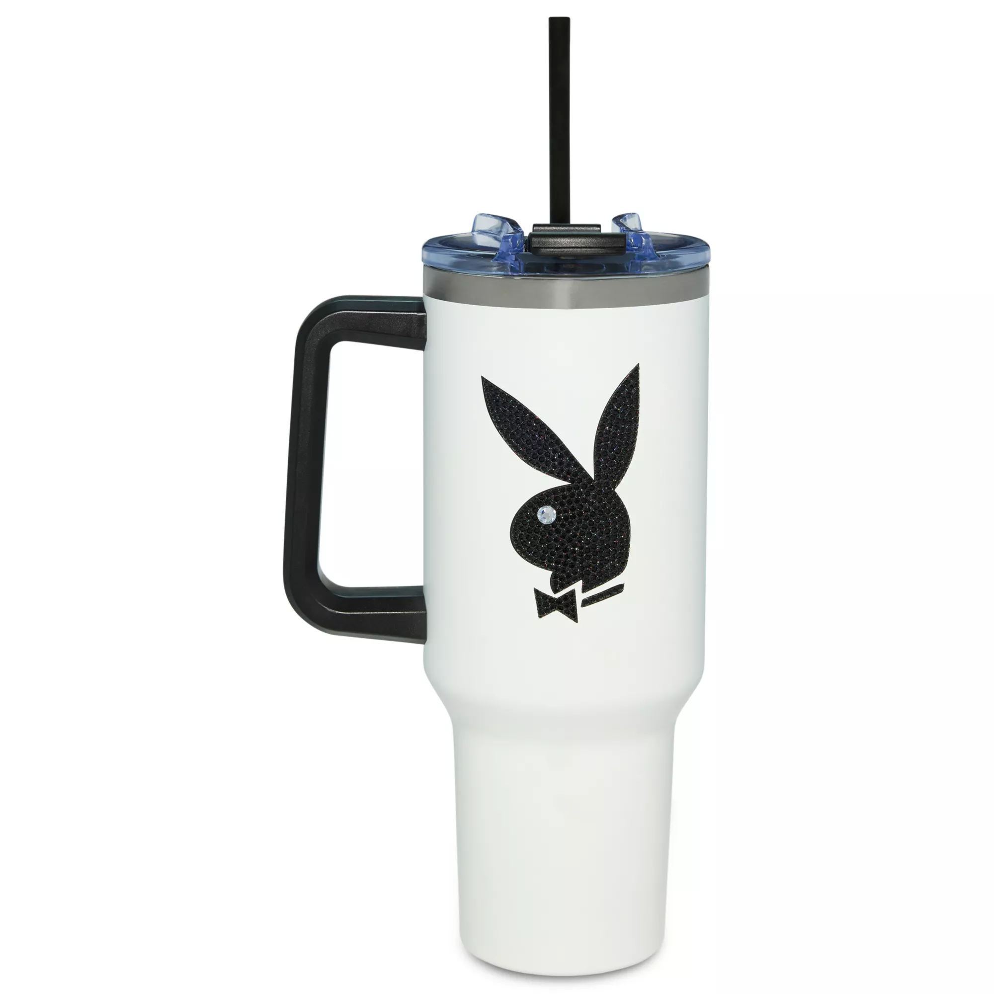 Playboy Black Rhinestone Bunny Travel Tumbler with Straw - 40 oz. at Spencer's