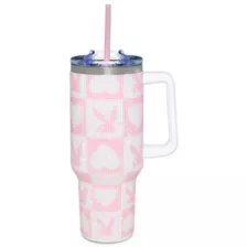 Playboy Pink and White Rhinestone Travel Tumbler with Straw - 40 oz. at Spencer's