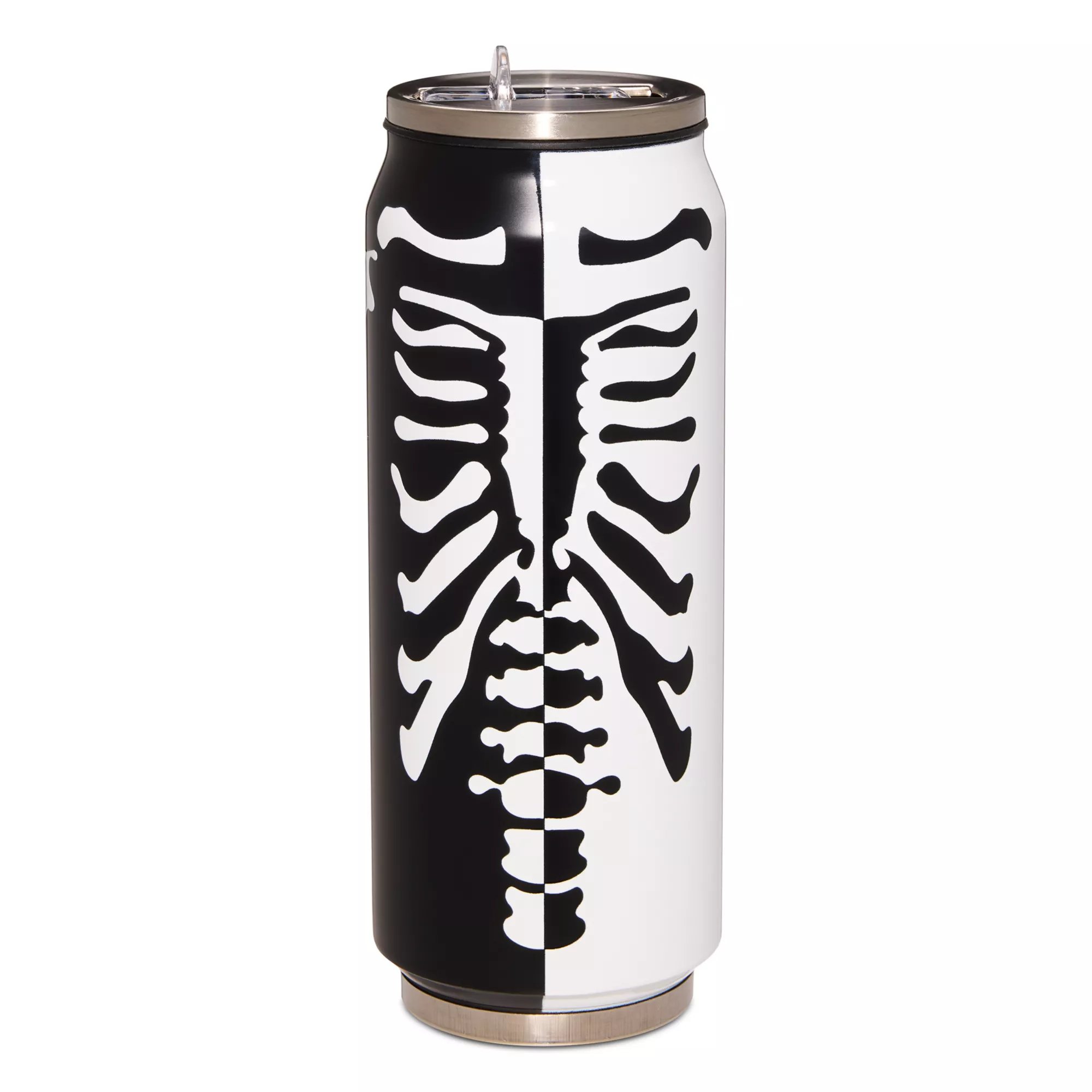 Black and White Ribcage Can Water Bottle - 17 oz. at Spencer's